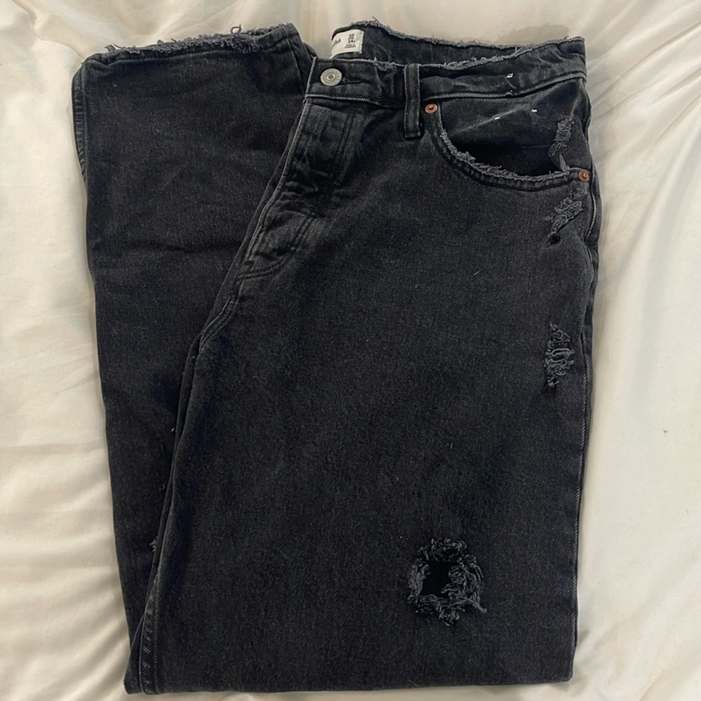 Abercrombie Distressed Black Dad Jeans